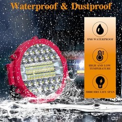 4 Pcs 201W Led Light, 7 Inch Round Led Light Bar Off Road Auxiliary Red 4