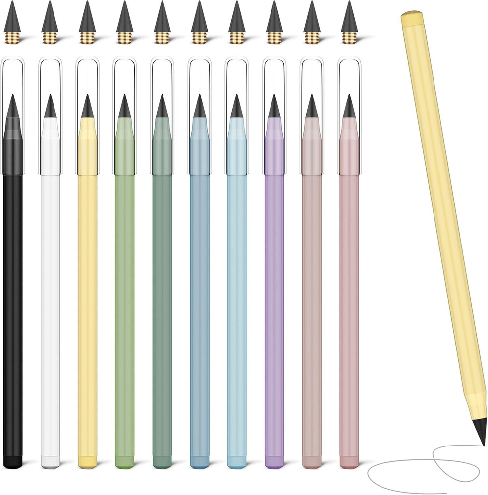 Everlasting Pencil – Infinity Pencil with Eraser, Reusable with 10 Replaceable N