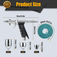 Airbrush Kit, Air Brush Painting Set, Double Action Trigger Airbrush Gun with 0.