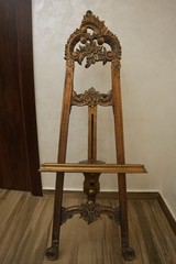 Rare Rococo Baroque Ornate Wood Display Art Easel – Hand-Carved Decorative Stand