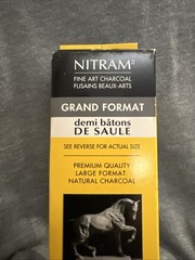 New Nitram Grand Format Fine Art Charcoal Natural 2 Soft Round 25mm X 15cm