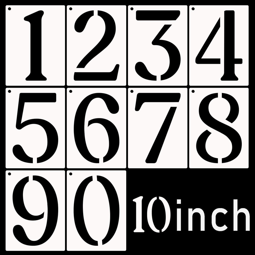 DXCYZ 10 Inch Large Number Stencils Kit 0-9 Address Number Stencil, 10PCS Reu…