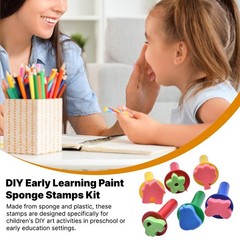 6 Pieces Kids Paint Sponge Stamps Set Drawing Tools for Kids Children Boys