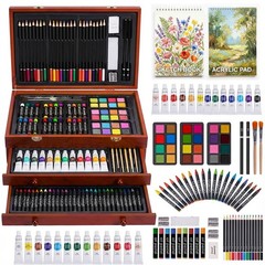 175 Piece Deluxe Art Set With 2 Drawing Pads Acrylic Paints Crayons Colored Penc