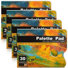4 Pack 120 Sheets 9″x12″ Disposable Palette Paper for Acrylic, Oil & Watercolor