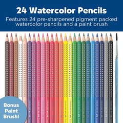Faber Castell Grip Watercolor Pencils 24 Count with Brush Non Toxic Ergonomic