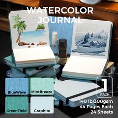 1 PC Watercolor Journal 4.7×4.7 100% Cotton Cold Press 300gsm/140lb Green