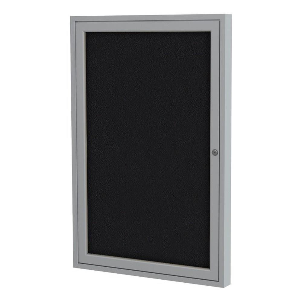 Pemberly Row Aluminum 1 Door Enclosed Bulletin Board in Black – 3’x 2′