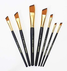 7-Pc Angular Paint Brush Set – Acrylic, Watercolor, Oil & Detailing Brushes
