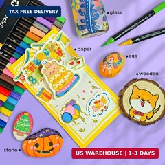 Artecho Acrylic Paint Markers 48 Colors, Acrylic Paint Pens with Brush Tip and F