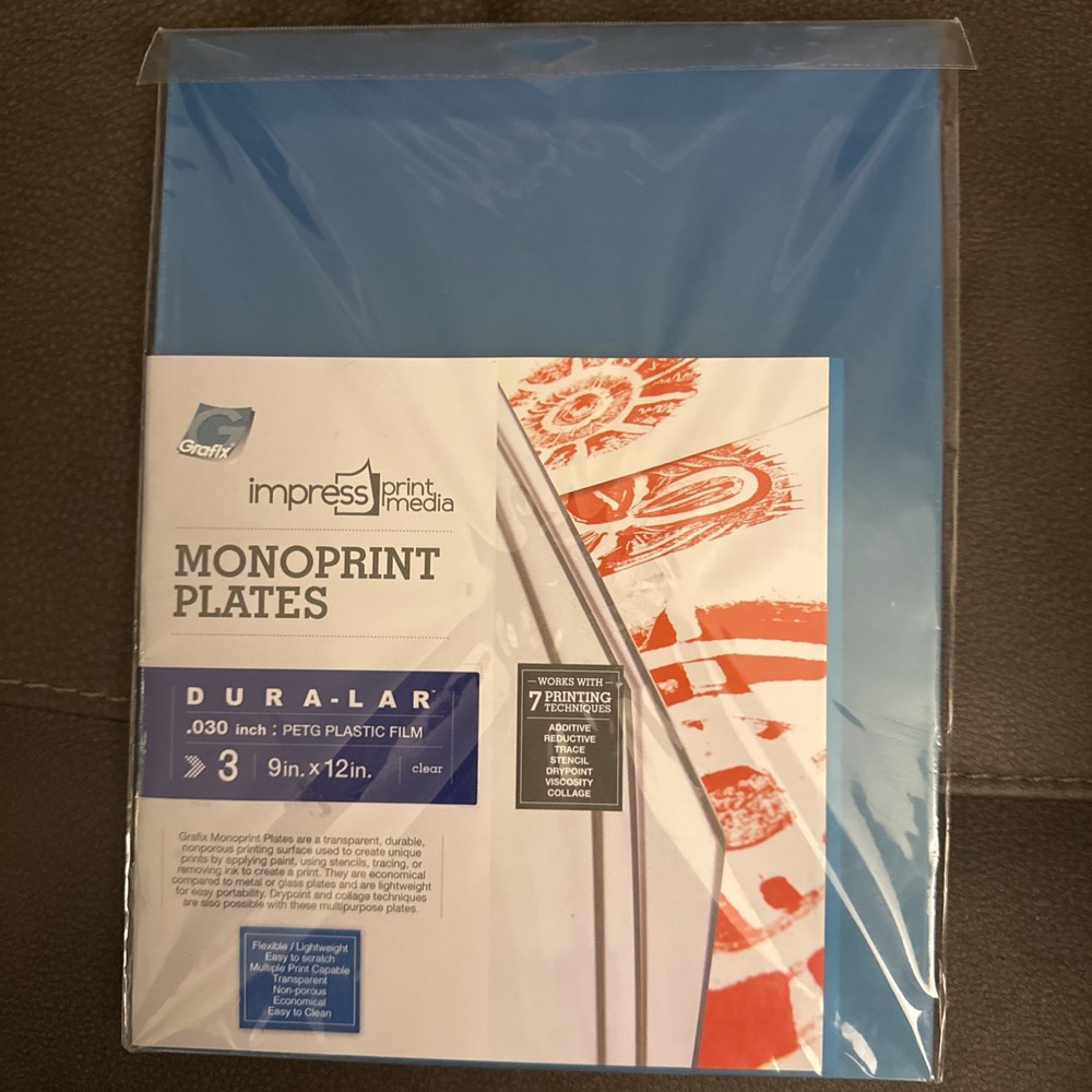 Grafix Monoprint Plates K30DC912-3 Impress 3x 9″X12″ Reductive Additive Trace