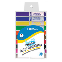 [Pack of 12] Bazic Mini Washable Markers, Conical Tip, Bright Vibrant Colors
