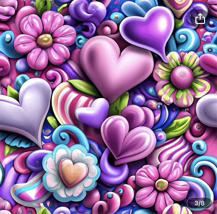 Boho Flowers & Hearts Diamond Painting Craft Kit-7.8X7.8”Supplies included