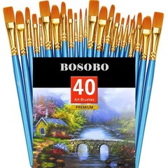 Pointed-Round Paint Brush, 4 Sets of 10 Pieces Fine Tip Nylon Hair Miniature …