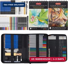 PANDAFLY 80 Pack Drawing Set Sketching Kit, Pro Art Supplies with 3-Color Sketch