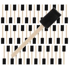 50 Pack – 1″ Foam Sponge Paint Brush Set Wood Handle Craft Touch Up Stain