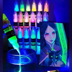 Artecho Glow in the Dark Paint 18 6.7 Fl Oz (Pack of 1), Glow&Neon-18 colors