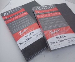 (Lot 2) Fredrix Red Label 9″ x 12″ and 8″ x 10″ black cotton stretched canvas