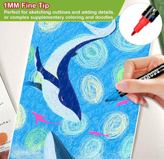 12 Colors Dual Tip Acrylic Paint Markers,Fine Tip and Dot Tip Paint Pens Acrylic