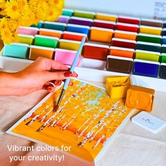 Gouache Paint Set 42 Colors, 50ml Cups with Lids Refillable Gouache Paints, O…
