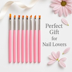 8PCS Nail Art Brushes Set, Flat and Angled Painting Brushes for Acrylic Nail Art