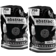 2 SENNELIER Abstract Innovative Heavy Body Acrylic Paint, 500ml Pouch Mars Black