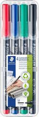 Lumocolor Universal Pen, Medium, Felt Tip, Permanent Marker, Box of 4 Assorted