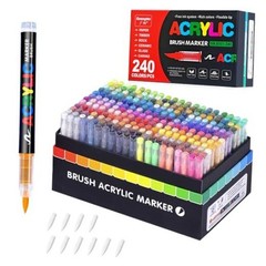 Acrylic Paint Markers, Brush Tip Paint Pens with Direct-Liquid Ink 240 Colors
