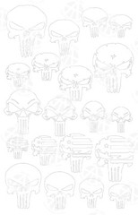 2PACK Camouflage EasyPeel Spray Paint Cerakote Camo Gun Stencils PUNISHER SKULLS