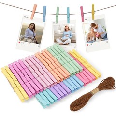 Colored Clothespins 72 Pack, Natural Wood Pins 2.9 Inch, 9 Pastel Colored Clo…