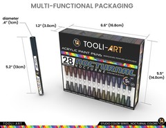 28 Dark Nocturnal Colors Acrylic Paint Pens Markers Set 0.7mm Extra Fine Tip