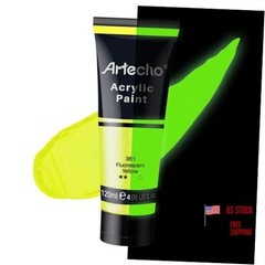 Glow in the Dark Paint, Neon Yellow Paint (120ml / 4.05oz) Tubes, Art Craft
