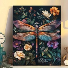 Dragonfly Paint by Numbers Kit for Adults Beginner-Flowers Adult Paint by Number