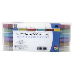 Zig Writer Metallic Collection MS8000/6V Dual Tip Pens Set of 6 Japan