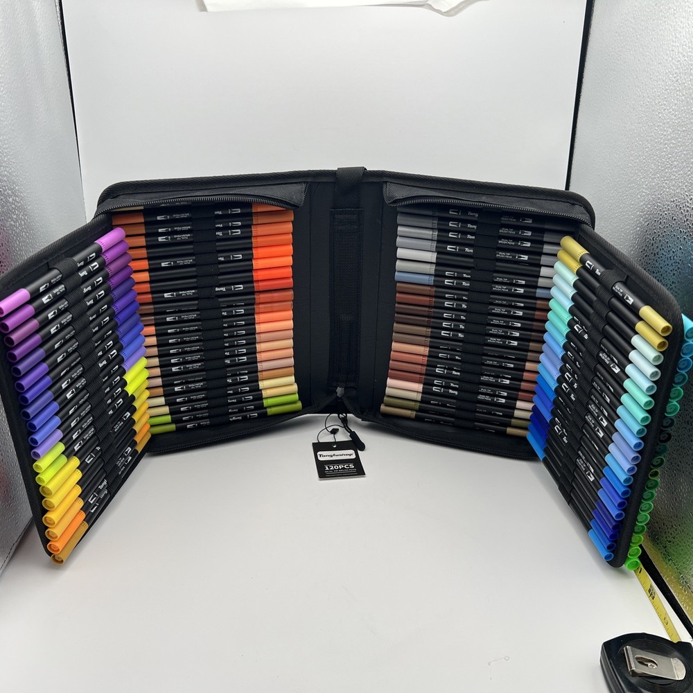Case with 120 Dual-Tip Markers – Vibrant Brush & Fine Tips for Coloring & Art