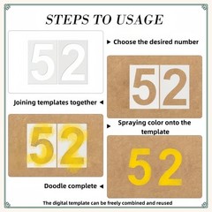 6 Inch Number Stencils Set – Reusable Plastic 6 inches by 4.4 inches, White
