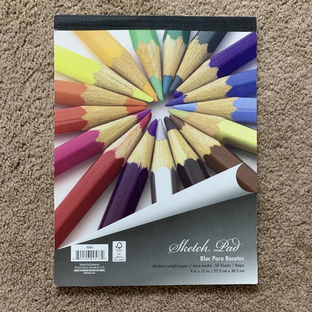 Sketch Pad 9 x 12 Sketchbook Medium Weight Paper Drawing Art 50 Sheets New