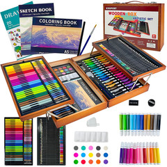 180 Pack Deluxe Wooden Drawing Painting Coloring Kit, Art Set Creative Gift Box