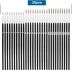 30pcs Detail Paint Brushes, Fine Tip Paint Brush with 3 Sizes #0#00#000 Mini Tin