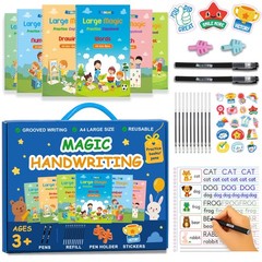 5 PCS Large Magic Practice Copybook Kids Handwriting Grooved Pen Age 38 Set
