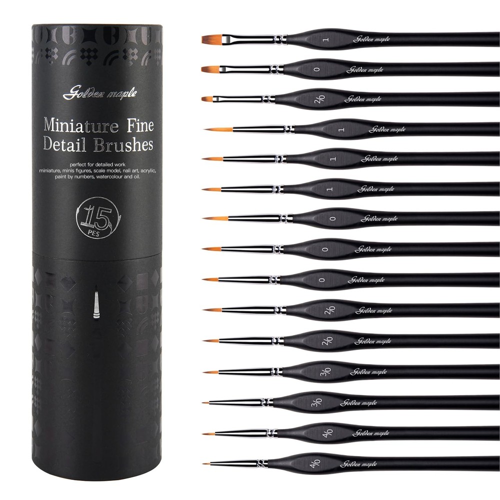 Golden Maple Miniature Paint Brushes, 15PC Model Brushes Micro Detail Paint
