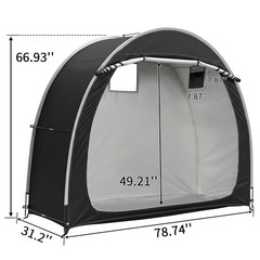 6.8×2.6FT Black Arc Bicycle Storage Shed 210D PU Silver Coated Oxford Cloth Bike