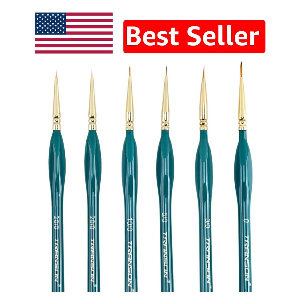 Professional 6-Pc Fine Tip Paintbrush Set for Acrylic & Watercolor Masterpieces