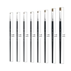 8 PCS Flat Artist Paint Brush Set Black Nylon Bristles Acrylic Oil Craft