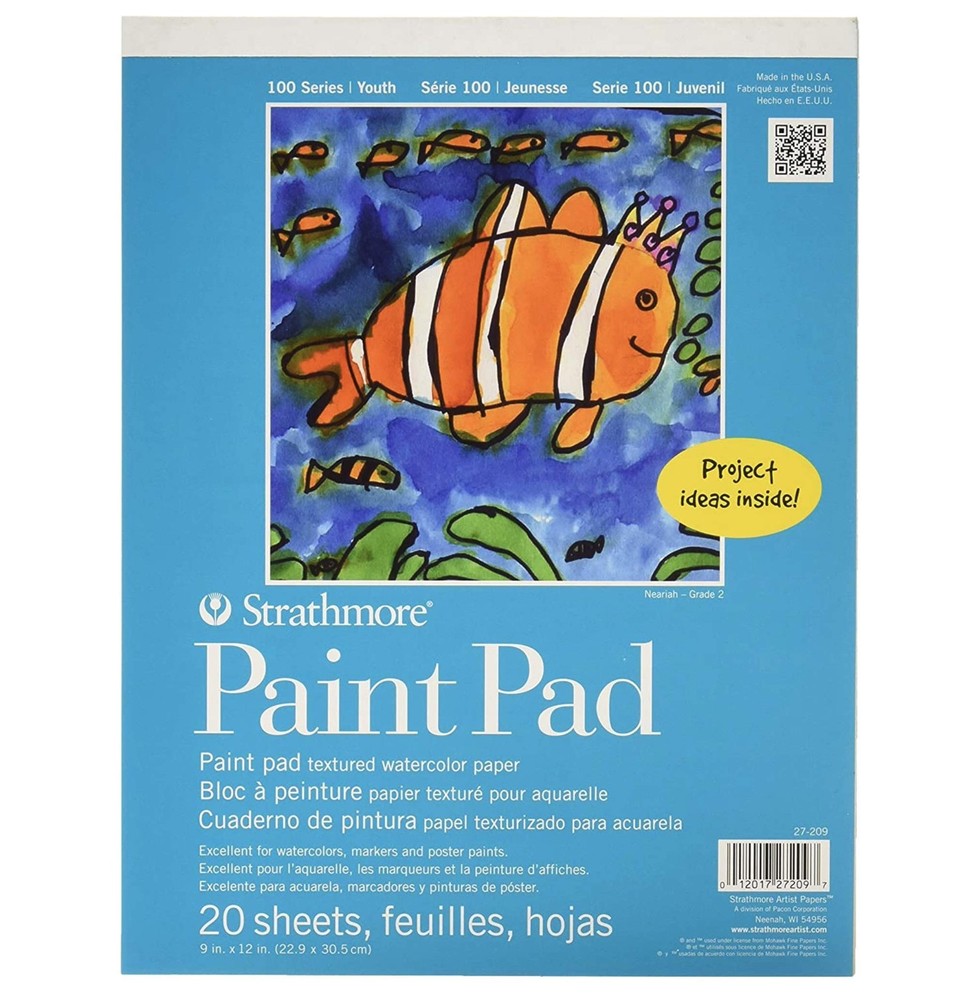 Strathmore (27-209 100 Series Youth Paint Pad, 9 by 12″, 20 Sheets, White, 9×12