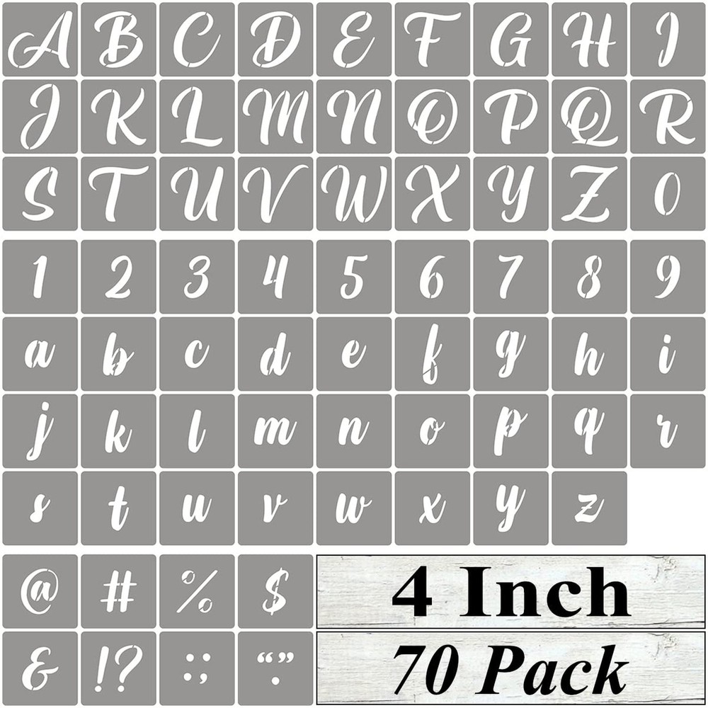 4 Inch Alphabet Letter Stencils for Painting – 70 Pack Letter and Number Sten…
