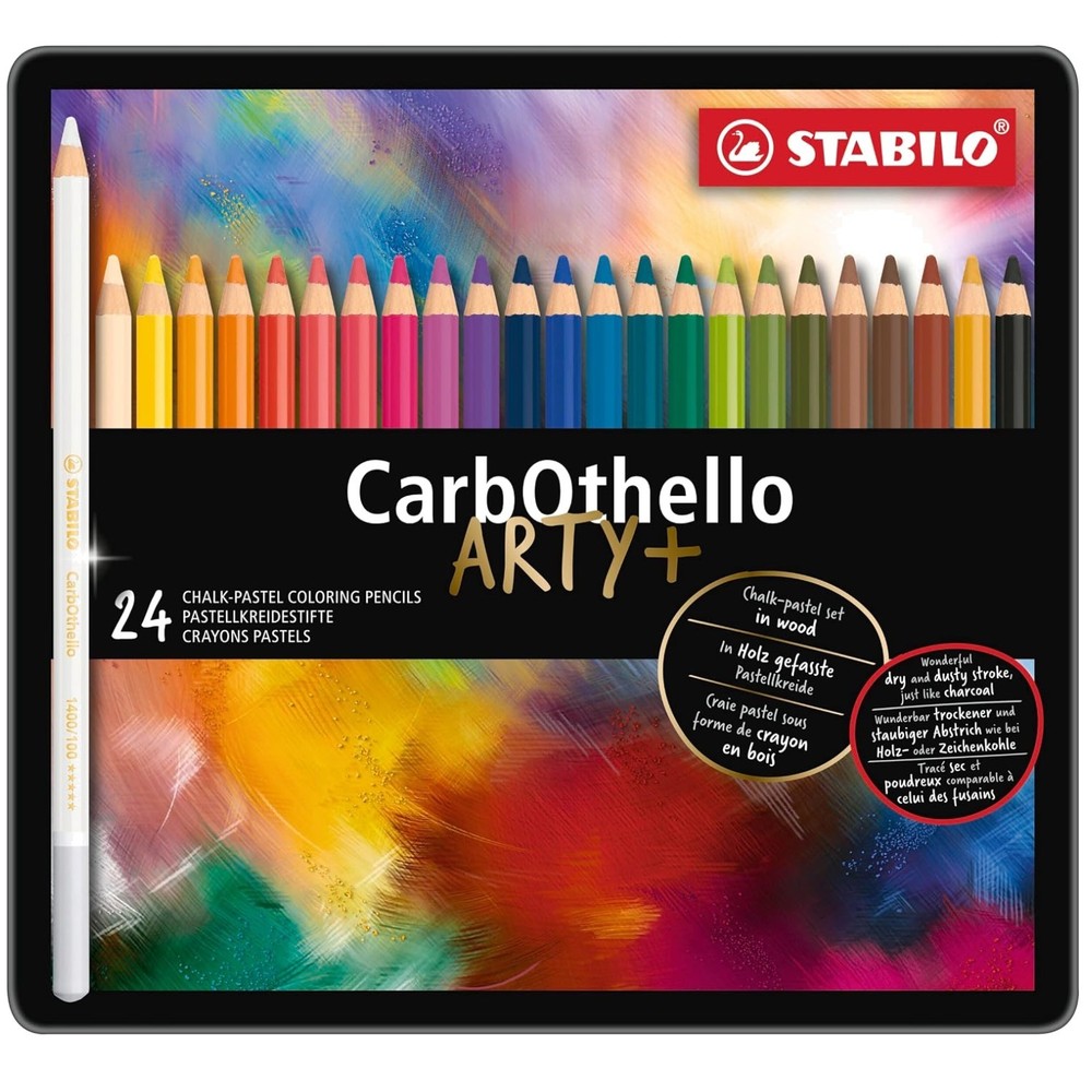 ARTY+ Chalk-Pastel Pencil Tin – 24 Assorted Colors