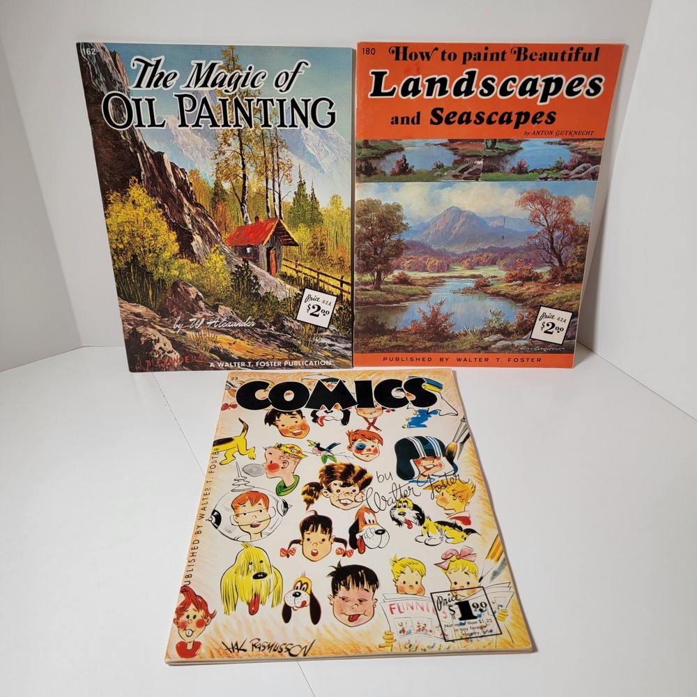 3 Vtg Painting / Drawing Books By Walter T. Foster No 23, 162, and 180