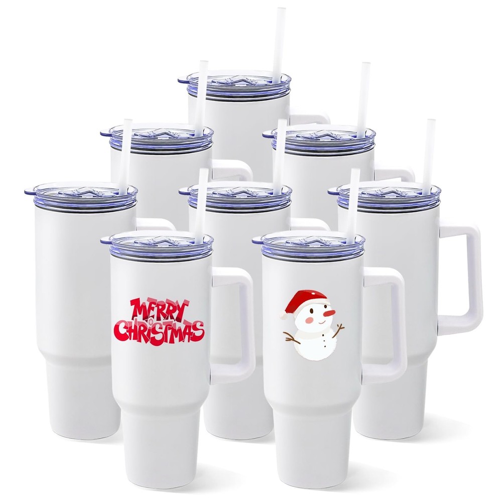 YOUKE OLA 8 Pack Sublimation Tumblers 40oz with Handle Blanks Stainless Steel…