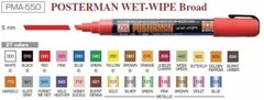 Gold color CHALK Marker PEN Broad 6mm Chisel TiP Wet Wipe ZIG POSTERMAN PMA-550